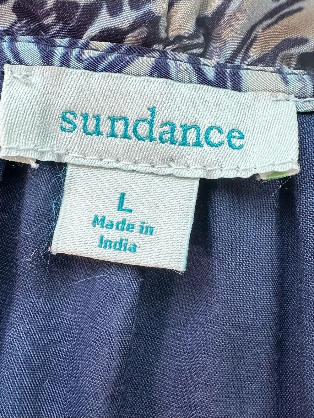 Sundance 100% Viscose Dress Womens L Blue Paisley Flutter Sleeve Empire Waist